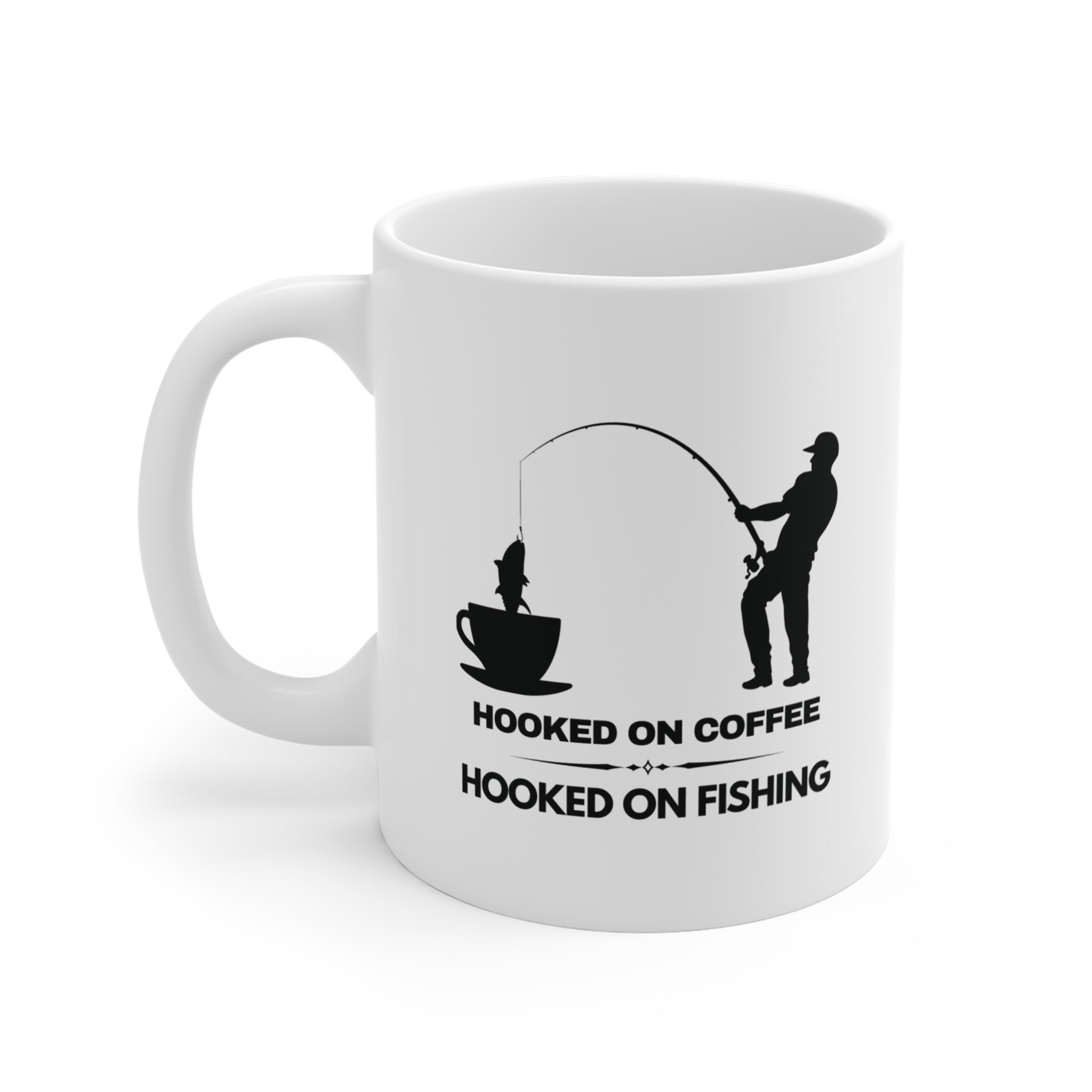 Coffee Mug - Fishing Lover, Hooked on Coffee &amp; Fishing 11oz