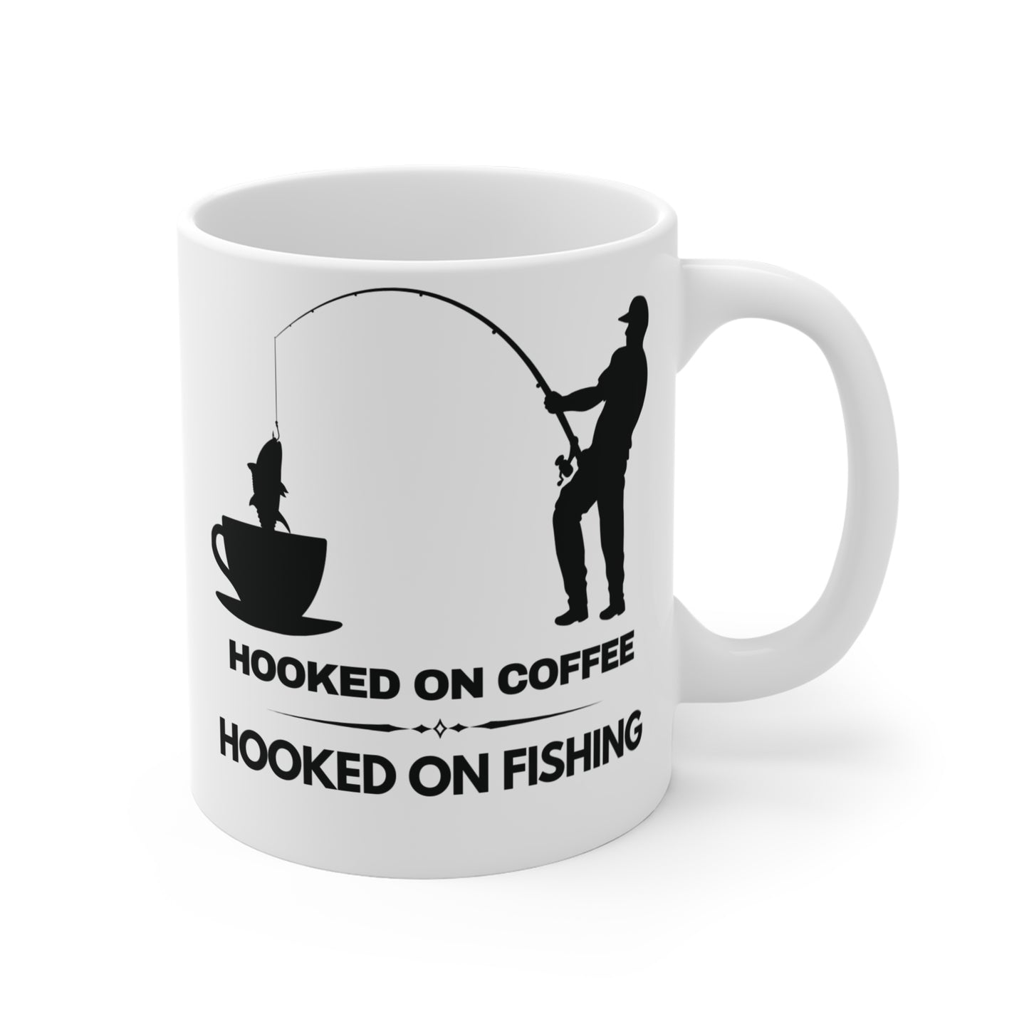 Fishing Lover, Coffee Mug - Hooked on Coffee & Fishing 11oz