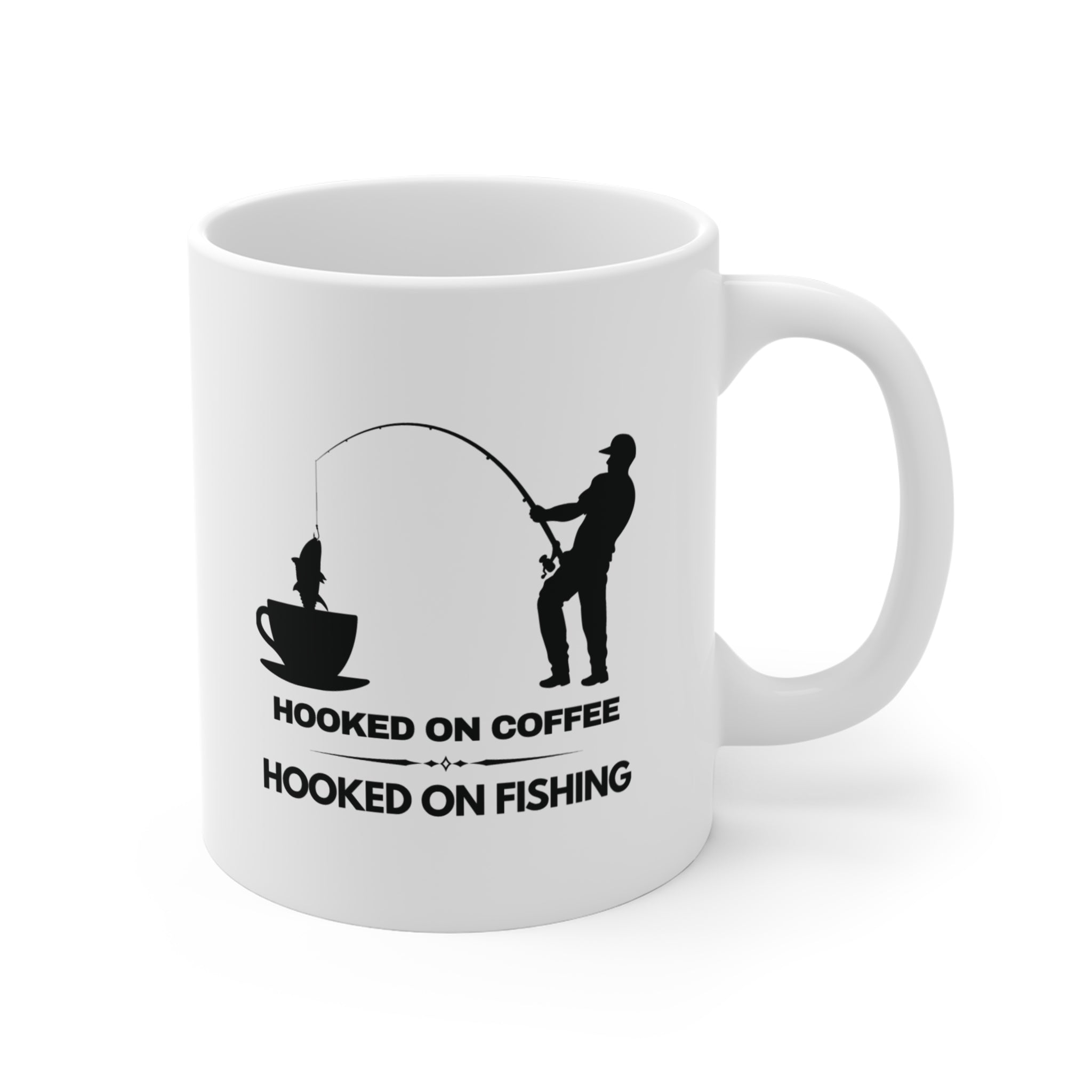 Coffee Mug - Fishing Lover, Hooked on Coffee &amp; Fishing 11oz
