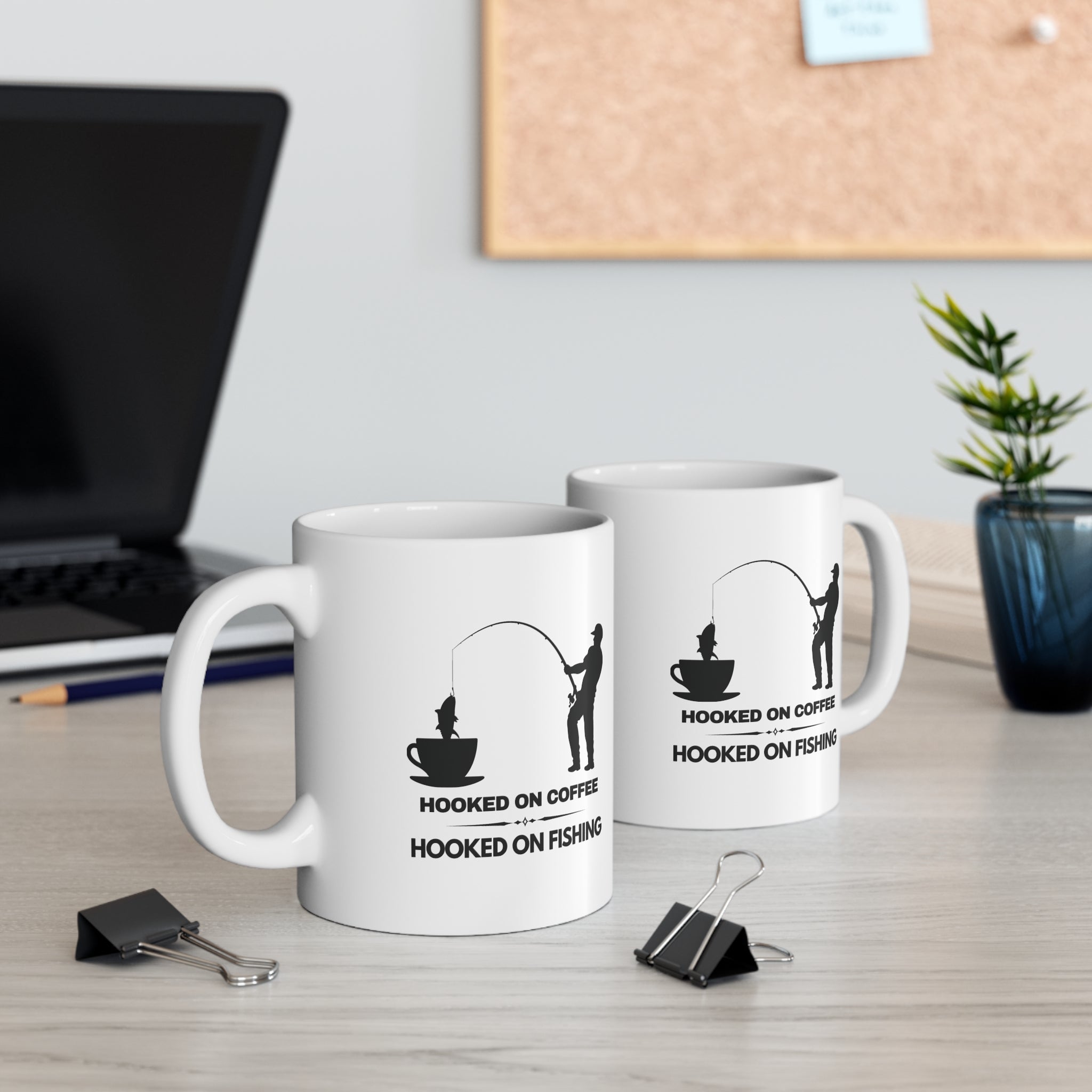 Coffee Mug - Fishing Lover, Hooked on Coffee &amp; Fishing 11oz