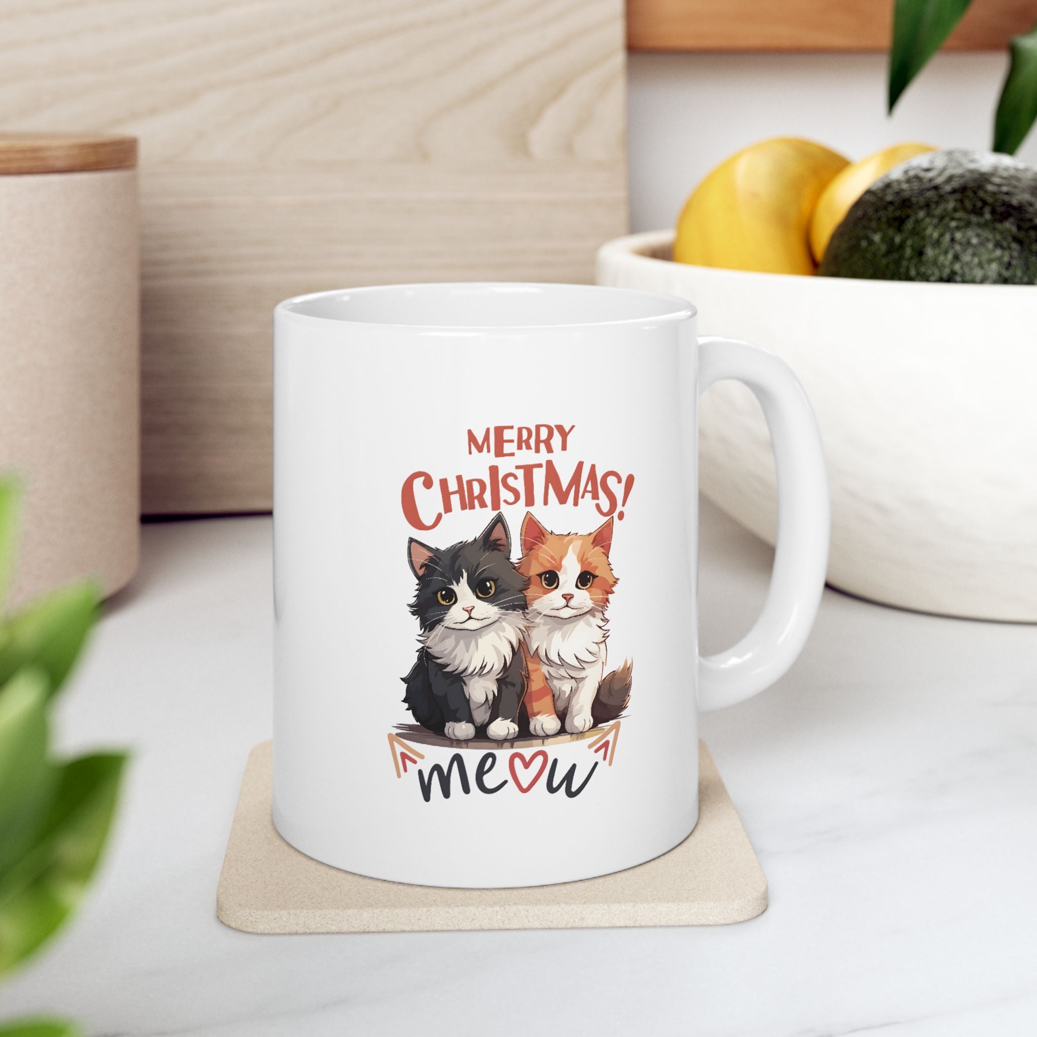 Meow Coffee Mug - Christmas Gift for Cats Lover - Ceramic Mug