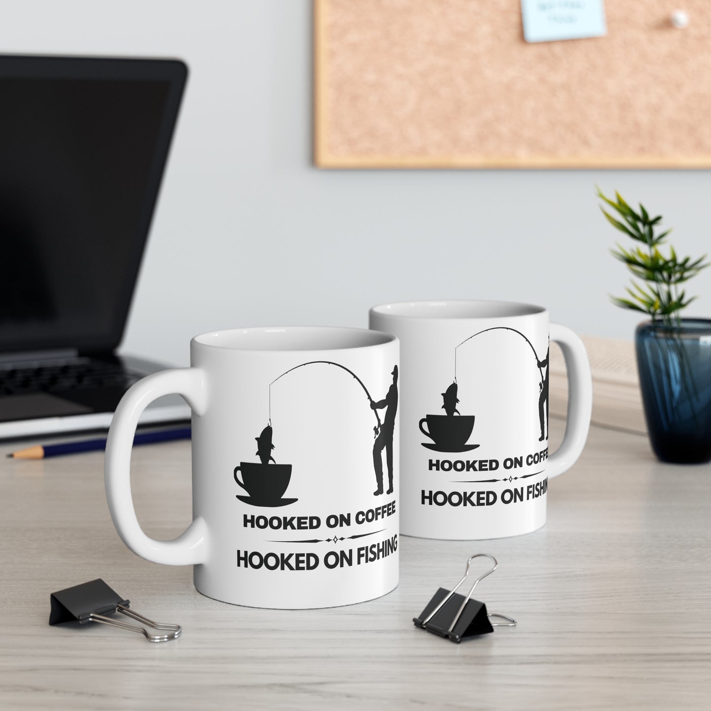 Fishing Lover, Coffee Mug - Hooked on Coffee & Fishing 11oz